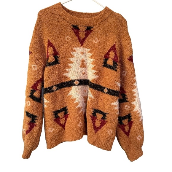Francesca's Miami Camel Carolina Southwest Teddy Sweater. Size Large - Picture 3 of 11